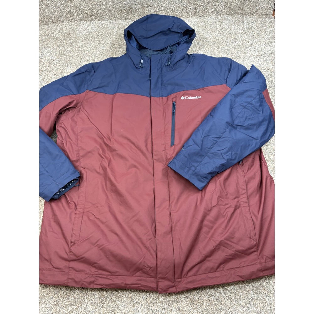 Columbia Interchange 3-in-1 Omni-Heat Jacket Mens 3XT Blue Burgundy Puffer Coat